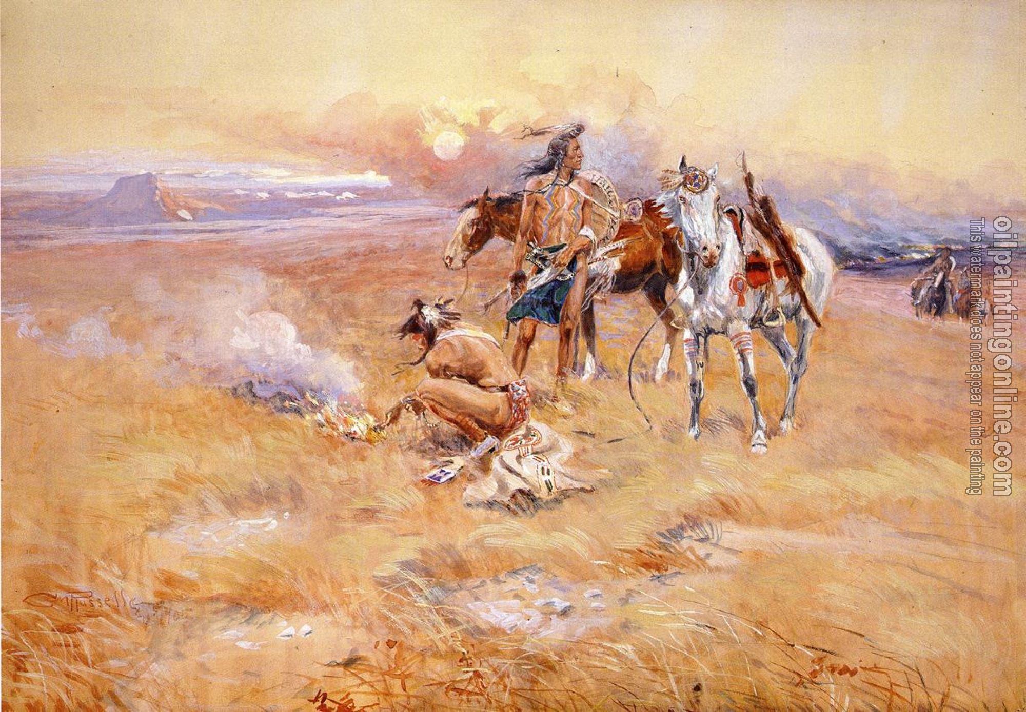 Charles Marion Russell - Blackfeet Burning Crow Buffalo Range